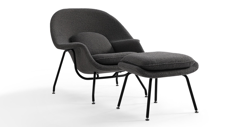 kardiel womb fabric chair & ottoman