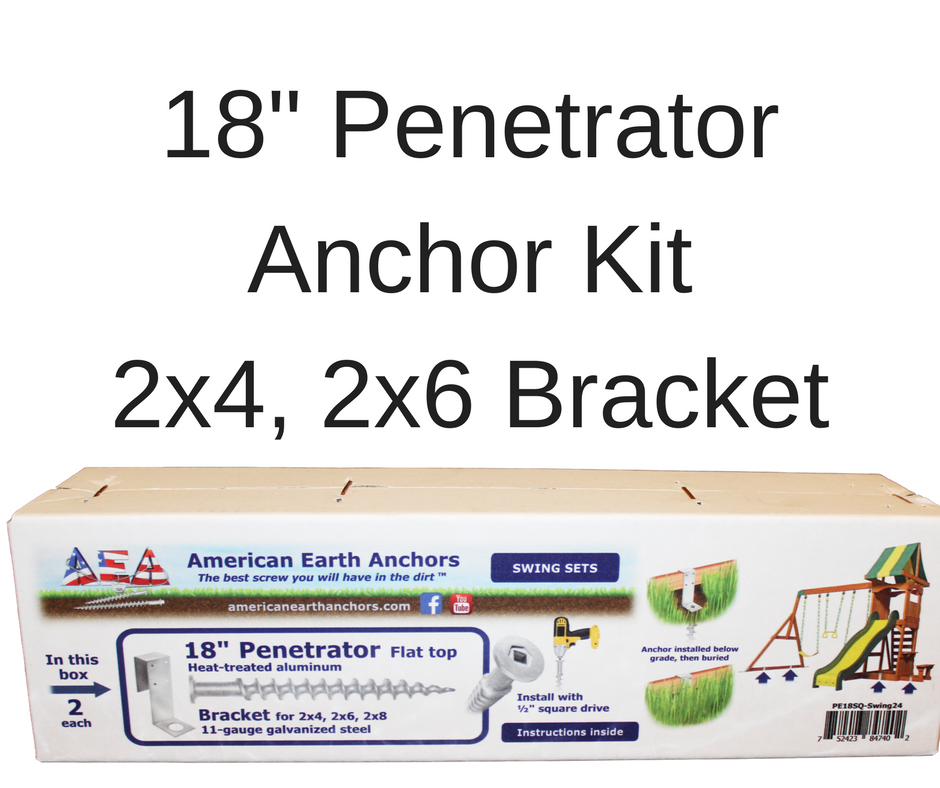 PE18SQ-Swing24: Swing Set 18-inch Anchor Kit - 2x4, 2x6 Bracket