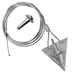 6AL-120QV: 6-inch aluminum arrowhead with 120-inch cable and Quickvise