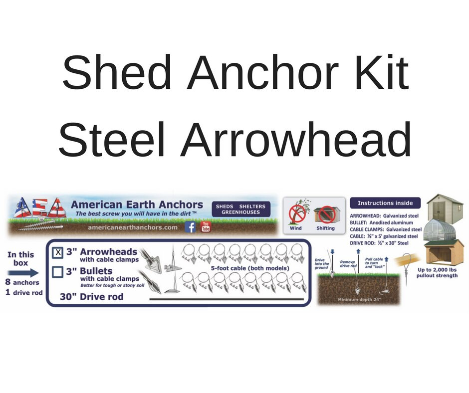 (3ST60CCB8) Shed Anchor Kit Steel Arrowhead