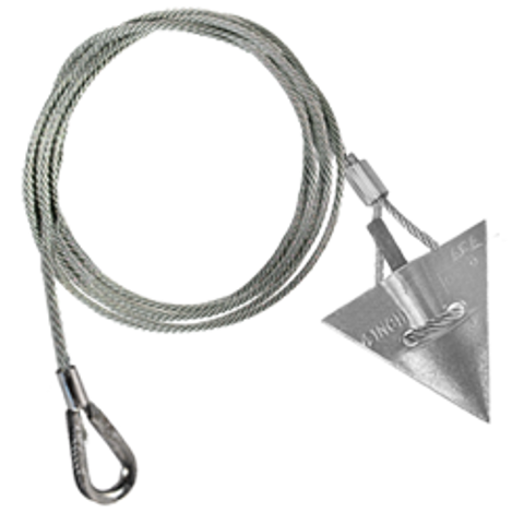 4-inch aluminum arrowhead anchor with 48-inch cable with thimble loop