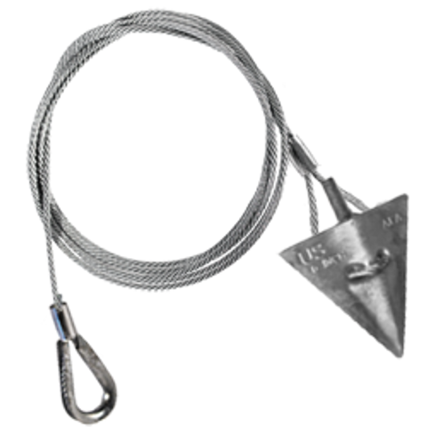 6AL-60TH: 6-inch aluminum arrowhead with 60-inch cable and thimble loop