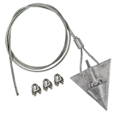 8AL-60CC: 8-inch aluminum arrowhead with 60-inch cable and cable clamps