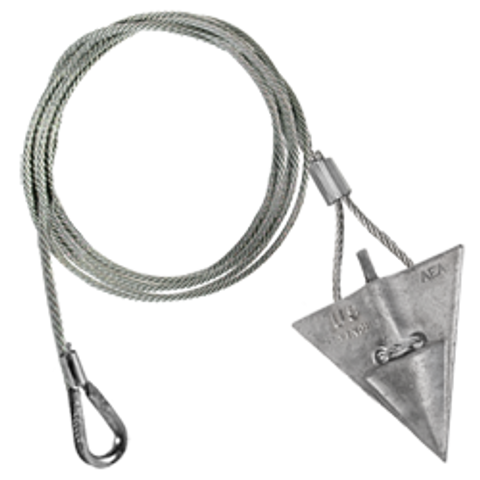 10AL-72TH: 10-inch aluminum arrowhead with 72-inch cable and thimble loop