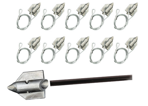 4ALB-48TH-B10: 4-aluminum bullet with 48-inch cable and thimble loop - Set of 10 plus drive rod