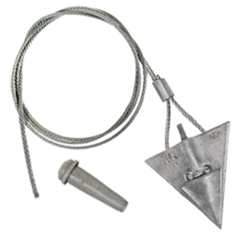 8AL-60QV: 8-inch aluminum arrowhead with 60-inch cable and Quickvise