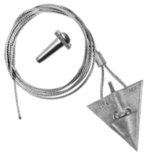 6AL-120QV: 6-inch aluminum arrowhead with 120-inch cable and Quickvise
