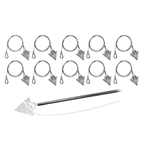 (3ST-36TH-B10) 3-inch steel arrowhead with 36-inch cable with thimble loop - Set of 10 plus drive rod