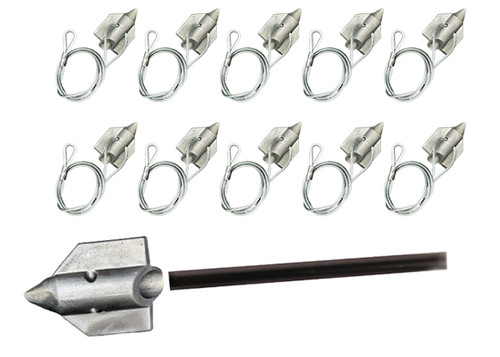 4ALB-48TH-B10: 4-aluminum bullet with 48-inch cable and thimble loop - Set of 10 plus drive rod