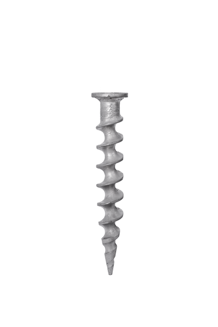 10-inch aluminum screw anchor with flat top installed with 1/2-inch square drive