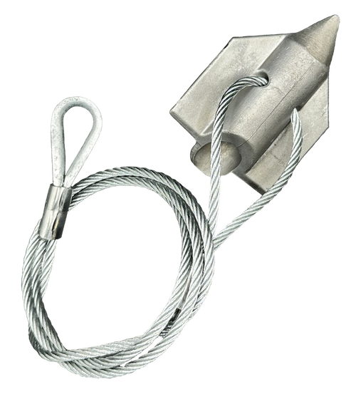 4ALB-48TH: 4-inch aluminum bullet anchor with 48-inch cable and thimble loop