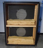 Vintage empty Fender 2x12 speaker cabinet (P28104). Measures 39¼"H x 29¼"W x 11½"D. Black tolex, silver grille with Fender logo, Collins & Cole Acoustics (Fort Worth, TX). Solid 1970s construction — perfect for Jensen, Celestion, or custom speaker loading. Great for Fender Bassman or guitar rig restoration.