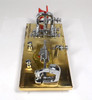 NOS Vibroplex Original Presentation gold base Morse bug, serial 105376, original Mobile AL box. Minor side corrosion from storage. Classic CW key, jeweled movement, red paddles. Ready for the collector or operator.