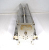 EF Johnson dual-section Type C air variable capacitor. ≈37-326 pF per section, 0.125" spacing, ¼" shaft, 19" long. Rugged high-voltage design for ham radio amplifiers & tuners. Vintage surplus.