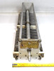 EF Johnson 50-150 dual-section air variable capacitor: 50-150 pF per section, 7500V, 0.125" gap, 1/4" shaft. Vintage high-voltage RF part for ham radio transmitters & tuners. Made in USA, Waseca MN.
