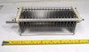 EF Johnson 154-15 Single Section Air Variable Capacitor – 23-150 pF, 4500 Volt, 0.125″ plate spacing. Genuine E.F. Johnson compact Type E single air variable ideal for ham radio transmitters, amplifiers, and antenna tuners. Rugged aluminum construction with steatite insulation, approx. 8¼″ L × 2½″ W × 2½″ H, ¼″ shaft. Clean used condition. Perfect for vintage restoration or medium-power RF projects. Nationwide Radio & Eq. Sales – ke9pq.com