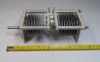 Genuine E.F. Johnson 154-505-4 dual-section air variable capacitor. Each section approximately 12-105 pF (catalog 10-99 pF), 0.075″ plate spacing, 2200 V peak rating. Compact Type E design with steatite insulation, aluminum plates, and ¼″ shaft. Ideal for ham radio, antenna tuners, amplifiers, transmitters, and RF projects. Dimensions approx. 7½″ L × 2⅝″ W × 2⅝″ H. Classic Waseca, MN quality. Clean used condition. Perfect for restoration or new builds needing reliable dual air-variable capacitance.