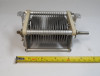 Genuine E.F. Johnson 350E20 single-section air variable capacitor. Capacitance approximately 17-360 pF (catalog 15-353 pF), ~0.045″ plate spacing, 2000 V peak rating. Compact Type E design with steatite insulation, aluminum plates, and ¼″ shaft. Ideal for ham radio, antenna tuners, amplifiers, transmitters, and RF projects. Dimensions approx. 5⅝″ L × 2⅝″ W × 2⅝″ H. Classic Waseca, MN quality. Clean used condition. Perfect for restoration or new builds needing reliable high-capacity air-variable tuning.