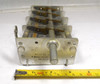 Miller 2104 4 section air variable capacitor, approximately 17-380 pF per section (365 pF max marked), estimated 1000 V rating with 1/64 inch plate spacing. Heavy-duty 7 5/8 inch long multi-gang unit with 1/4 inch shaft. Ideal for multi-band radios, antenna tuners, and ham radio projects. Quality vintage American-made Miller construction for reliable performance. Available from Nationwide Radio & Eq. Sales.