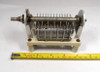 Vintage James Millen 12935 single-section air variable capacitor, 12–33 pF. Features 1/8-inch plate spacing, 1/4-inch shaft, heavy aluminum plates, and ceramic insulating bars with Millen logo. Measures approximately 5½" long × 2⅜" wide × 2½" high.(not counting the stand off length) Rated approximately 3000 V peak. Excellent for classic radio restoration, HF/VHF transmitters, antenna tuners, or experimental RF work. Smooth dual-bearing operation and steatite-style standoffs. Quality used Millen transmitting-style single-section variable capacitor perfect for boat-anchor builders and collectors of vintage radio components.
