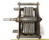 Vintage Cardwell single-section air variable capacitor, 18–360 pF, approximately 2500 V peak rating. Classic USA-made multi-plate design with variable-thickness plates, ~1/16-inch spacing, and 3/16-inch diameter × 1.4-inch shaft. Measures about 4 × 4 × 3-1/2 inches. Built under U.S. Patents 1,626,391 and 1,672,367. Ideal for amateur radio transmitters, receivers, antenna tuners, or restoration projects needing reliable RF tuning components.