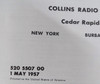 Collins SC-101 Station Control Original Manual P/N 520 5507 00 May 1st 1957 in Excellent Condition #3