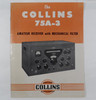 Collins 75A-3 Original  7 Page Sales Brochure in Excellent Condition
