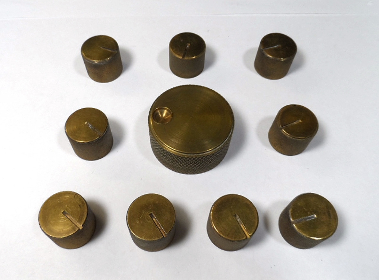 Brass Custom Knob Set of 10, (9) small weighted knobs & (1) Large Spinner  Knob - Nationwide Radio & Eq. Sales LLC