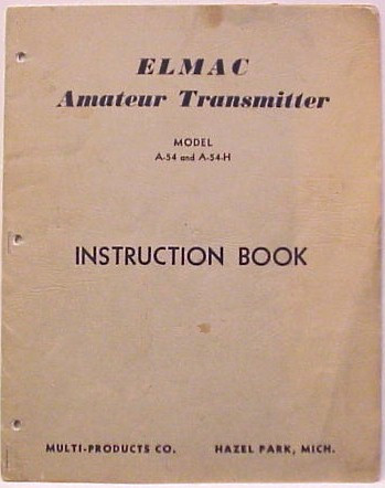 Elmac A-54 / A-54-H Transmitter Manual Reproduction