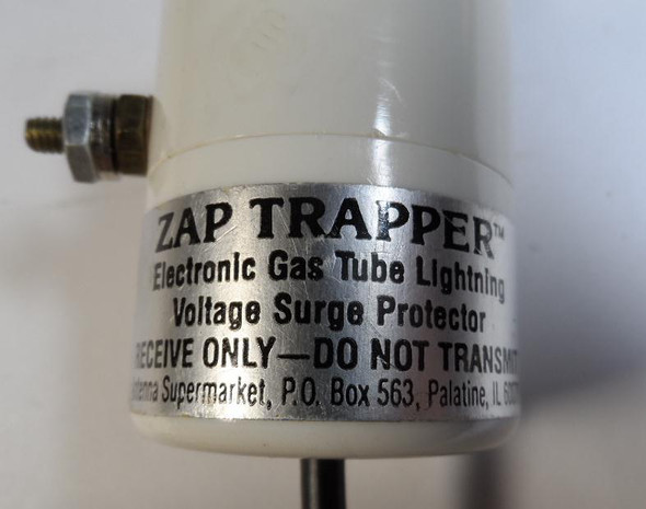 New unused Zap Trapper gas tube lightning surge protector by Antenna Supermarket. Receive-only coaxial protector for shortwave, scanner & SWL antennas. Excellent condition NOS.