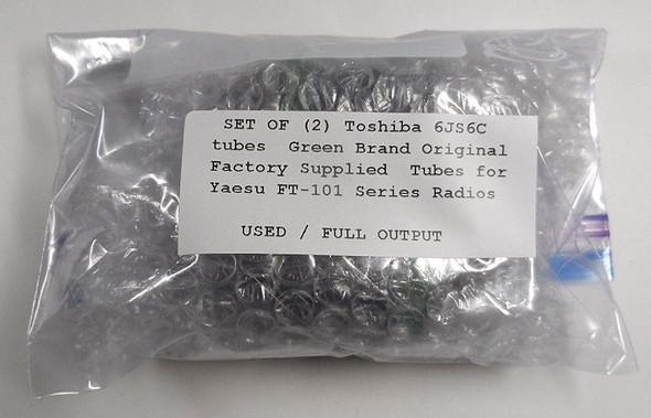 Set of 2 Toshiba Green Stripe 6JS6C tubes, used but tested full emission. Original Japan-made finals for Yaesu FT-101 series. Matched pair plus spare – excellent for restoration. Fast US shipping.
