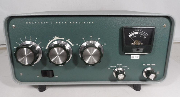 Collector-quality Heathkit SB-200 HF Linear Amplifier. Features 2 new Taylor 572B tubes, 600W full output on 80m. Pristine vintage ham radio gear.