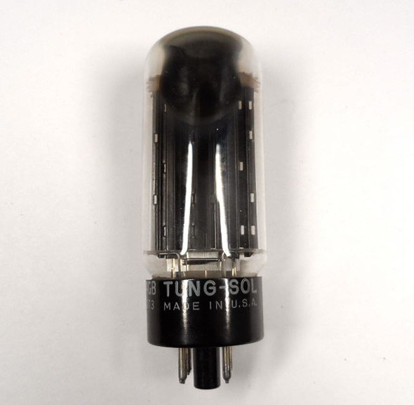 Vintage NOS Tung-Sol 5U4GB rectifier tube with 322DDT3 base marking. Premium USA-made full-wave rectifier ideal for Collins 516F-2 low voltage B+ section. Black plate construction, excellent for vintage ham radio restoration, Collins S-Line, and tube audio equipment.