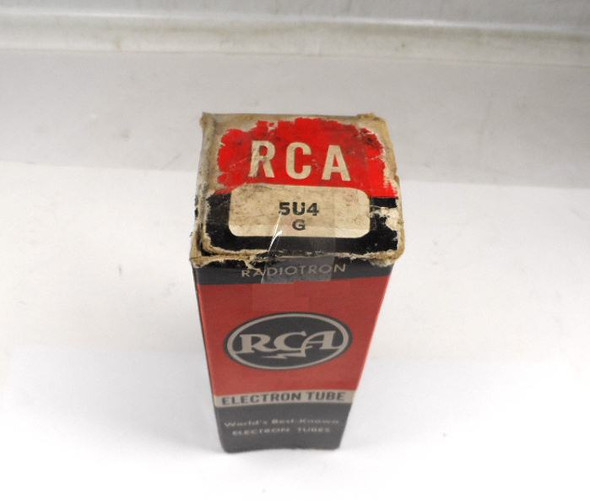Vintage NOS RCA 5U4G rectifier tube in classic ST shoulder shape with WLT base marking. Authentic USA-made full-wave rectifier for Collins 516F-2 low voltage section. Ideal for vintage ham radio restoration, Collins S-Line gear, and tube audio equipment