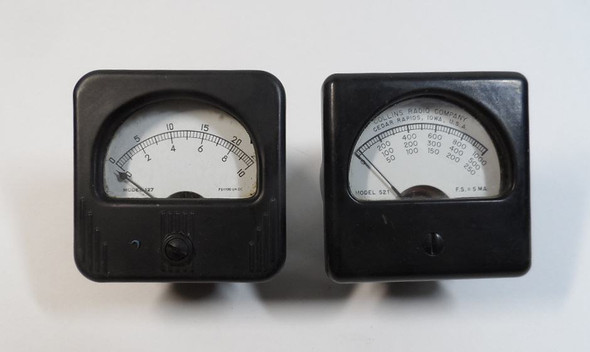 For sale: Original meter set for Collins 32V-1, 32V-2, 32V-3 transmitters. Very good condition, movements good. RF Ammeter glass loose (easy fix). Perfect restoration parts. Nationwide Radio & Equipment Sales.