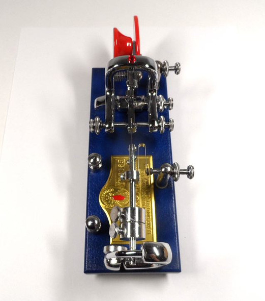 For sale: Vibroplex Blue Racer serial #105365, new in original box with Mobile Alabama tag. Pristine late 1990s/early 2000s Morse code bug key. Excellent for CW operators and collectors. Nationwide Radio & Equipment Sales.