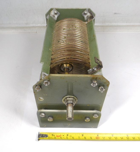 Vintage Gates Radio 938-0505-001 roller inductor, approx 19.5 μH. High-quality surplus RF variable coil for transmitters, antenna tuners & matching networks. Solid construction, ready for restoration or use