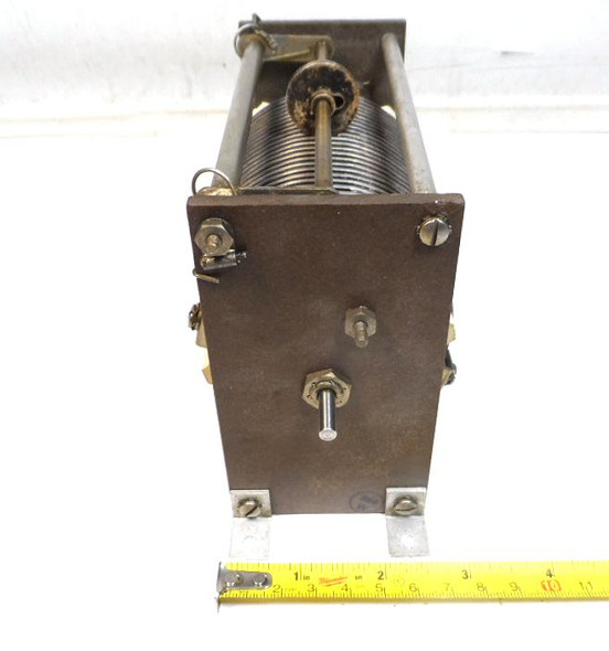 Compact vintage roller inductor 0.15–29 µH with silver-plated coil, single roller contact, ceramic coupler for 3/16″ shaft. 7″ long. Ideal for HF antenna tuners & amplifiers.