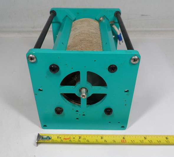 Harris-style green plastic frame roller inductor, 1.6–35 µH, silver-plated flat ribbon coil with double internal contacts, ¼″ shaft. Ideal for HF antenna tuners & amplifiers.