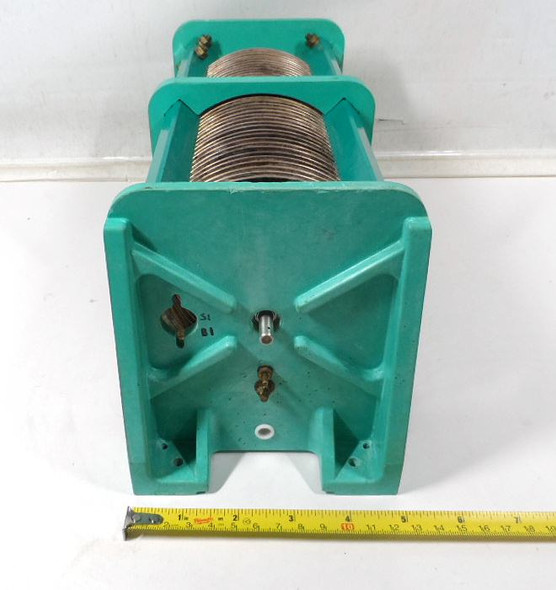 Harris roller inductor, variable inductor 50uH, military roller inductor, silver plated variable coil, HF antenna tuner parts, linear amplifier inductor, green Delrin variometer, 50 uH rotary coil, radio transmitter surplus, heavy duty variable inductance