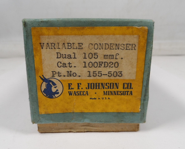 EF Johnson 100FD20  Air Variable Dual 105 pF Section Capacitor New in Box Part Number 155-503