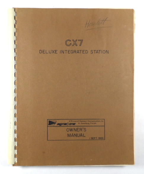 Signal One Model CX7 Transceiver Operation & Maintenance Manual #5 Signal One Model CX7 Transceiver Operation & Maintenance Manual #5