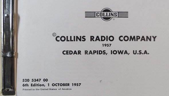 Collins KWS-1  Original Manual P/N 520 5347 00,  6th Addition  October 1957 #2