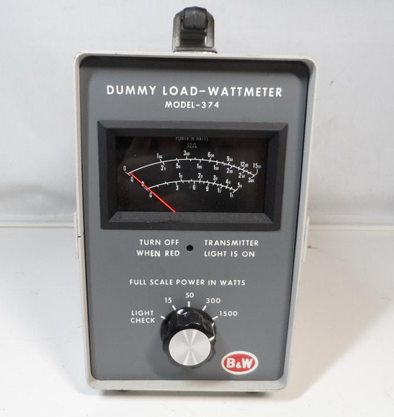 Barker & Williamson (B&W) 374 1500 Watt Dummy Load  Wattmeter  15, 50, 300, & 1500 Watt Meter Range