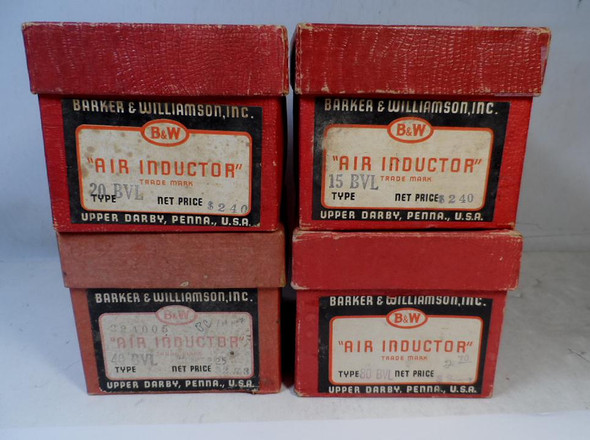 Barker & Williamson (B&W) BVL Coil Set of 4 BVL 15, BVL 20, BVL 40 & BVL 80 in Original Boxes