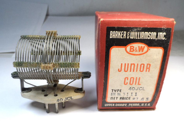 Barker & Williamson (B&W)  40 JCL, 40 Meter Plug in Band Coil NOS in Box #2