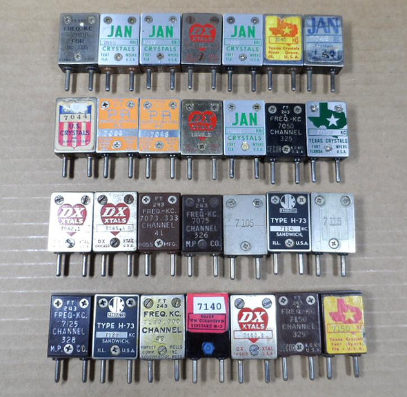 Crystals FT-243 Type from Various Manufacturers for the Amateur Radio Lower 40 Meter Band, Used & Tested