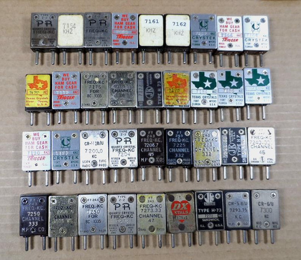 Crystals FT-243 Type from Various Manufacturers for the Amateur Radio Upper 40 Meter Band, 7.150 to 7.300 MHz Used & Tested