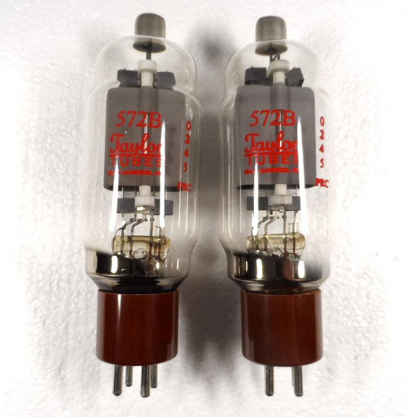 NOS Matched Pair Taylor 572B Vacuum Tubes 0245 PRC - Tested Full Output