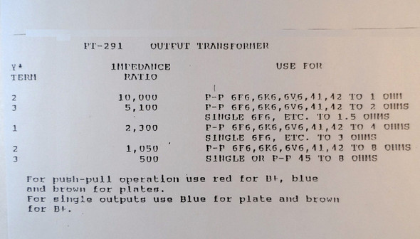 Amplified Parts Universal Single End or Push-Pull Audio Output Transformer PT-291 for Vintage Amateur Radio Gear NOS